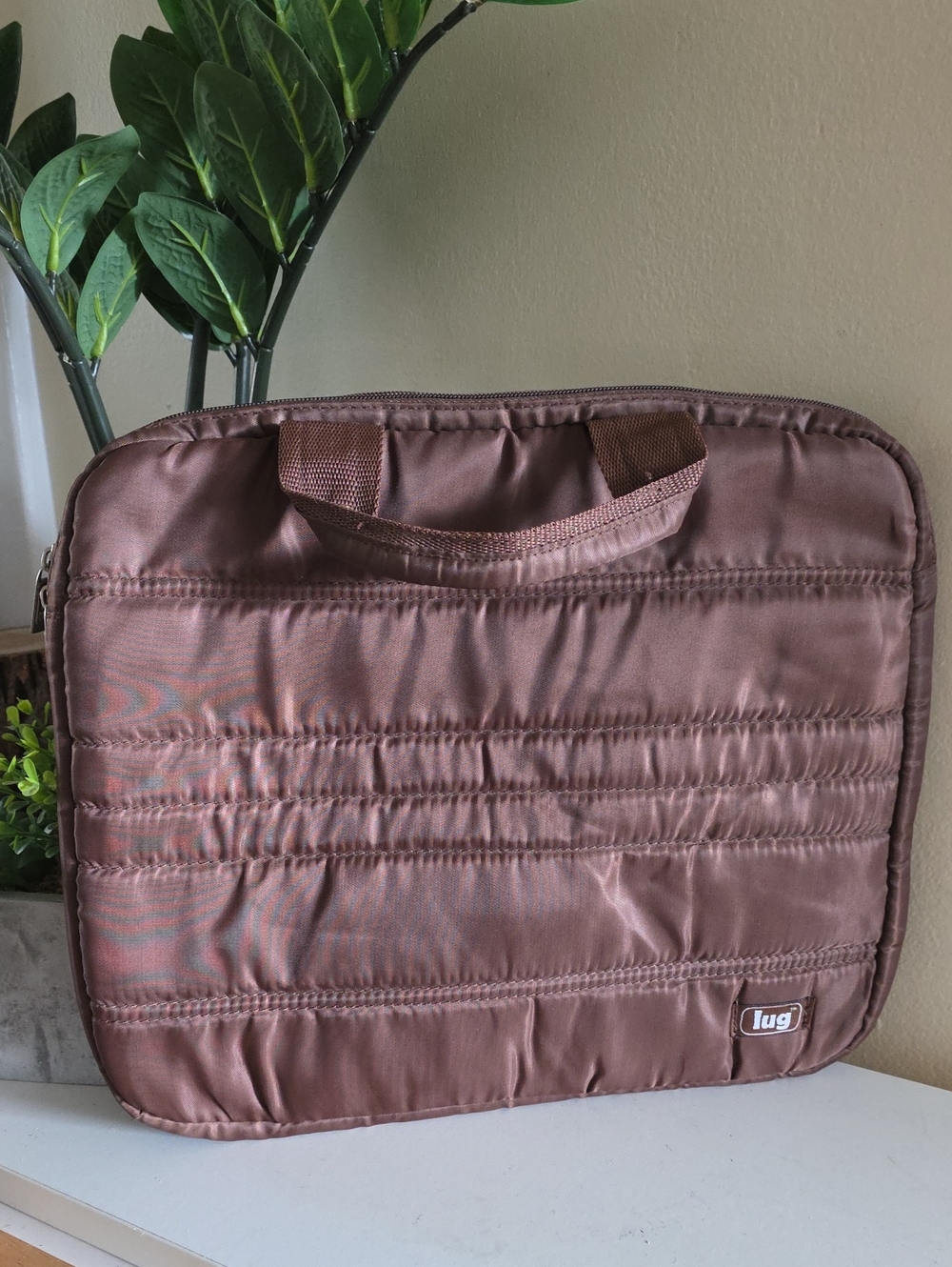 LUG Quilted Laptop Bag - Brown O/S